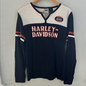 Harley-Davidson Black and White Long Sleeve Tee